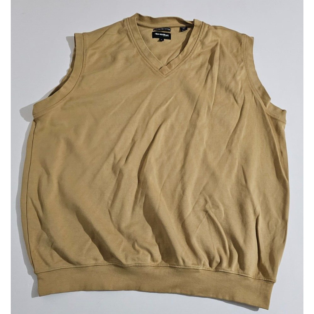 BOLLE Men's Pullover GOLF Vest V Neck Beige Pima Cotton Size XL EUC